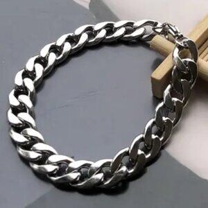 Chain Bracelet Titanium Steel Metal Link Unisex Goth Punk Minimalist Rock Men's